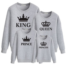 Load image into Gallery viewer, LILIGIRL King Queen Crown Print Family Matching Outfit Leisure Sweatshirt T-shirt Father Mommy And Me Clothes