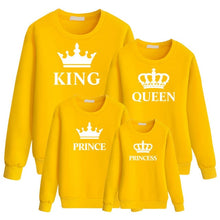 Load image into Gallery viewer, LILIGIRL King Queen Crown Print Family Matching Outfit Leisure Sweatshirt T-shirt Father Mommy And Me Clothes